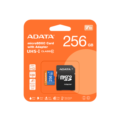 Карта памет ADATA Premier microSDXC/SDHC UHS-I Class10 256GB с адаптер Карта памет ADATA Premier microSDXC/SDHC UHS-I Class10 256GB с адаптер