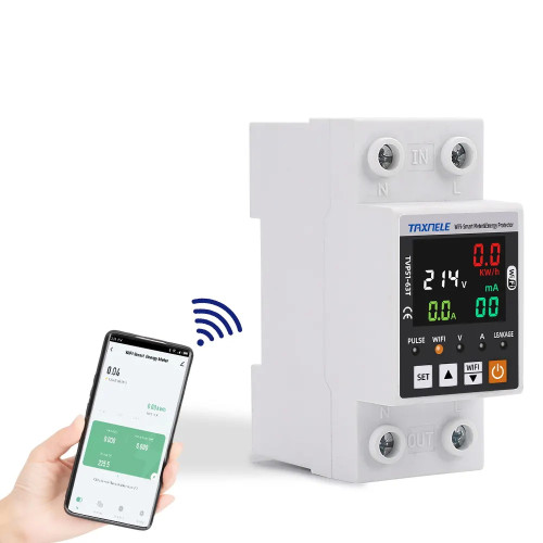 Реле за контрол на напрежение и ток, монофазно 63A TUYA APP WiFi Реле за контрол на напрежение и ток, монофазно 63A TUYA APP WiFi