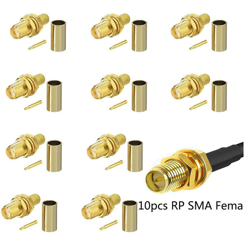 1 бр. конектор за кримпване RP-SMA Female за кабел RG58 U LMR195 RG142 RG400