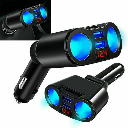 Power Socket Splitter Adapter + Dual USB QC3.0 Fast Car Charger Power Socket Splitter Adapter + Dual USB QC3.0 Fast Car Charger