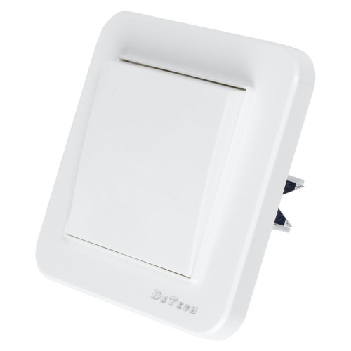 Единичен електрически ключ DeTech DE-9223-01 с рамка, 10A, 250V, за вграждане, IP20, бял